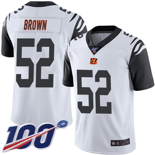 Cincinnati Bengals Limited White Men Preston Brown Jersey NFL Footballl #52 100th Season Rush Vapor Untouchable